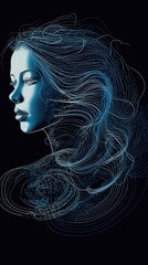 Abstract lines outlining a woman's body in a minimal art style. Generative AI