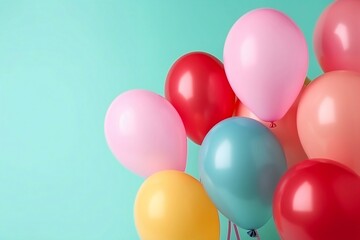 Fototapeta na wymiar Balloons multicolored on pastel colorful background. generative ai