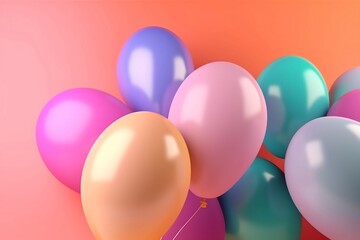 Fototapeta na wymiar Balloons multicolored on pastel colorful background. generative ai