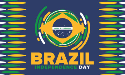 Brazil Independence Day. National happy holiday. Freedom day design. Celebrate annual in September 7. Brazil flag. Patriotic Brazilian vector illustration. Poster, template and background