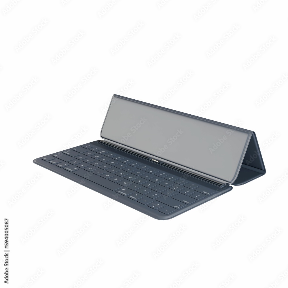 Poster 3d computer keyboard case isolated on a white background.