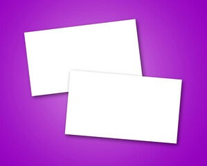 two blank white papers on purple background with shadow effect, eps format
