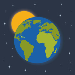 Planet Earth on a blue background vector illustration