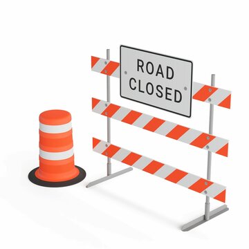 3D Rendering Illustration Of A Road Closed Sign Isolated On A White Background