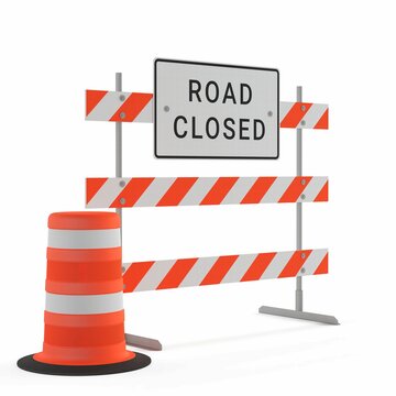 3D Rendering Illustration Of A Road Closed Sign Isolated On A White Background