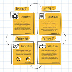 Infographic hand drawn professional steps With Yellow Color. Vector illustration.