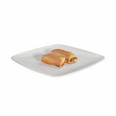 3d illustration of a baked sandwich on a white plate isolated on a white background