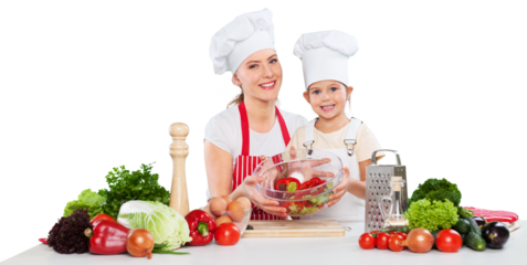 Mother and Daughter Having Fun in Kitchen Isolated