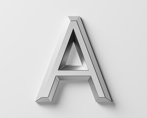 Letters made of metal. 3d illustration of iron alphabet isolated on white background