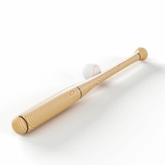3D illustration of a baseball bat and a ball isolated on a white background