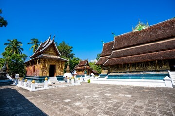 Scenic view of the beautiful architecture of Wat Xiengthong temple located in Luang Phrabang, Laos