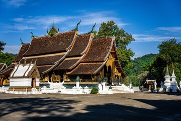 Scenic view of the beautiful architecture of Wat Xiengthong temple located in Luang Phrabang, Laos