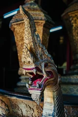 Crédence de cuisine en verre imprimé Monument historique Water Dragon Naga at 16th Century Buddhist Temple, Wat Xieng Thong in Luang Prabang, Laos