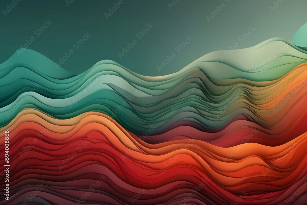 Wall mural horizontal colorful abstract wave background. generative ai