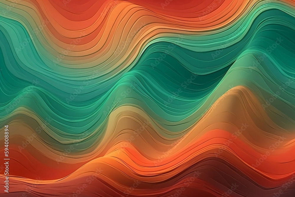 Wall mural horizontal colorful abstract wave background. generative ai