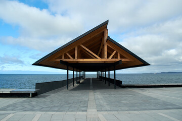 Pier facing the Pacific Ocean in Puerto Montt, Chile