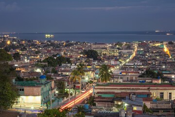 Fototapeta premium Aerial view of Matanzas downtown in the evening, Cuba