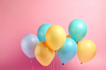 Balloons on pastel colorful background. generative ai
