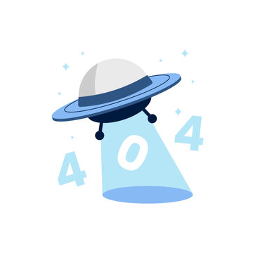 simple UFO flying at space with 404 error page for empty state illustration element