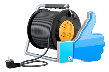 Industrial cable reel with like icon, 3D rendering