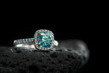 Engagement Ring With Paraiba Tourmaline