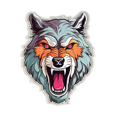 wolf head mascot, logo, sticker template