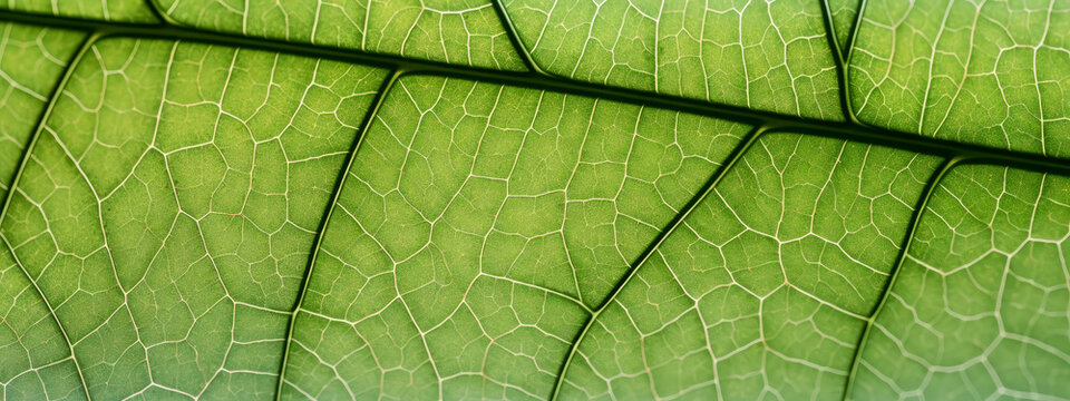 A close-up of a green leaf pattern with veins. Generative Ai.