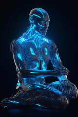 Naklejka premium Rest, the art of the future, neon lights, Generative AI