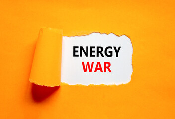 Energy war symbol. Concept words Energy war on beautiful white paper. Beautiful orange table orange background. Business and Energy war concept. Copy space.