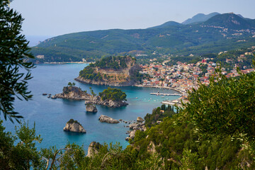 Aerial view of Parga bay in Greece