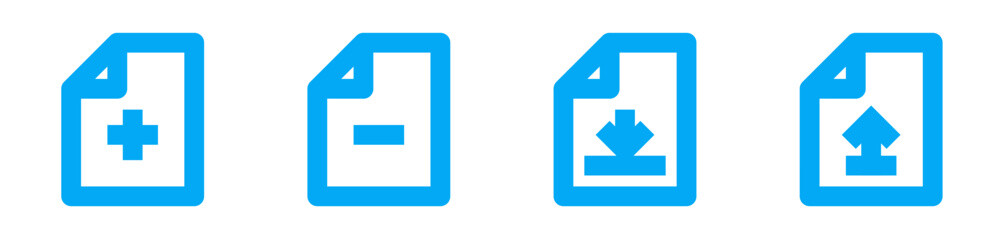 document paper icon button  add and remove file icon  upload and download