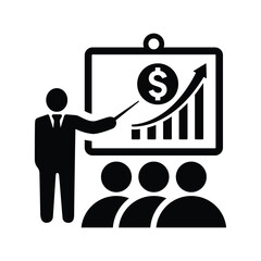 Business, Presentation icon. Black vector graphics.