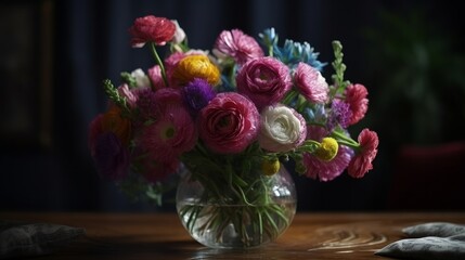 Fototapeta na wymiar A beautiful, colorful bouquet of flowers. Generative ai
