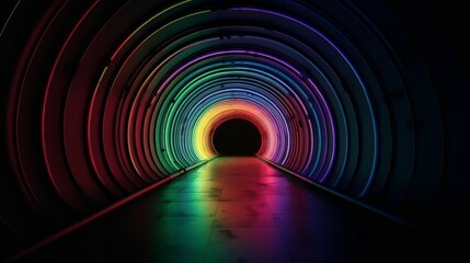 Futuristic sci-fi illuminated neon glowing tunnel. Generative ai