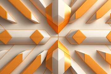 Abstract mosaic background, orange gold shiny polygons, golden wallpaper design, generative ai