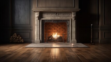 Fototapeta na wymiar 3d fireplace in the room. Generative ai