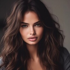 Naklejka premium AI Generated Elegant Studio Portrait of a Beautiful Woman