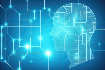 Obraz premium Artificial intelligence and Psychological profiling concept. Human head with glitched pixels, generative ai