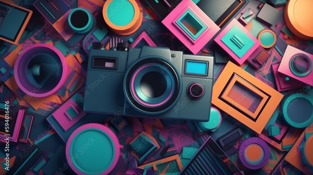 Aufkleber retro 1980s or 90s trendy background pattern. generative ai