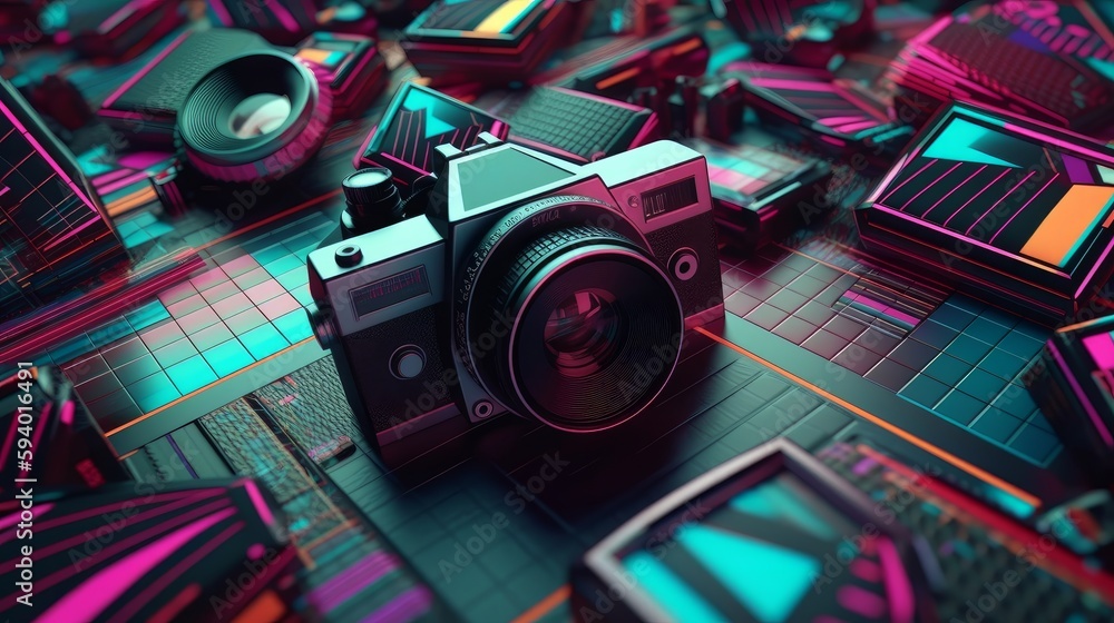 Aufkleber retro 1980s or 90s trendy background pattern. generative ai