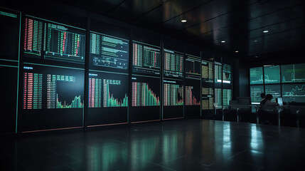 Fototapeta na wymiar Stock exchange statistics on screen, generative ai
