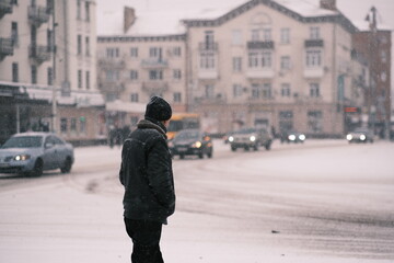 person walking in the city