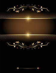 Luxurious background with vintage golden ornament for invitation card, booklet or stylization cover with place for text