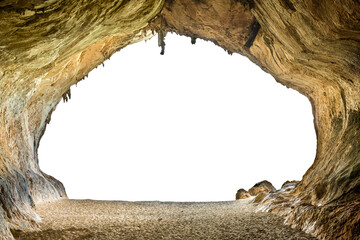 Big empty cave with entrance exit in PNG isolated on transparent background