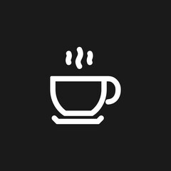 Coffee and tea cup  icon  isolated on black background