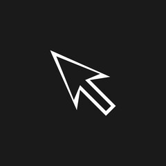 Arrow icon, with editable stroke isolated on black background