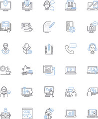 Laborers line icons collection. Hardworking, Skilled, Blue-collar, Struggling, Menial, Backbreaking, Unskilled vector and linear illustration. Industrial,Manual,Dedicated outline signs set