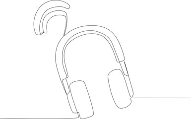 A headphone and sound icon. World music day one-line drawing
