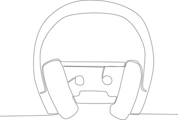 A music tape and headphones. World music day one-line drawing