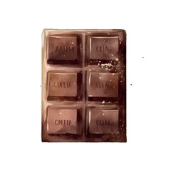 Chocolate bar watercolor vector on white background great for cards, banners, headers, party posters or decorate your artwork.